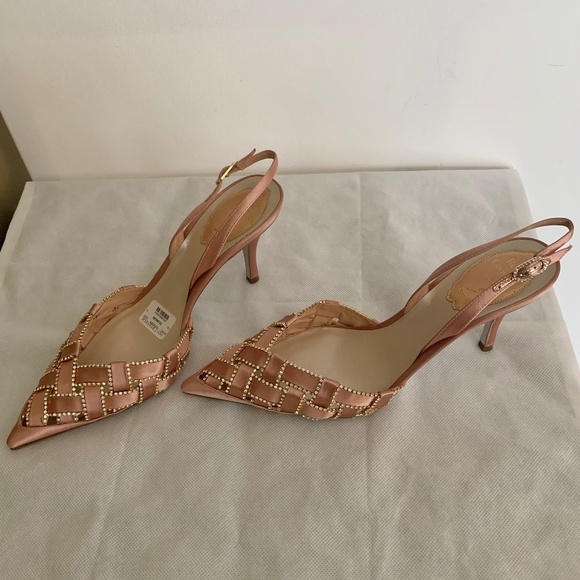 RENE CAOVILLA "Juliette" Satin Slingback Pumps - Picture 6 of 14